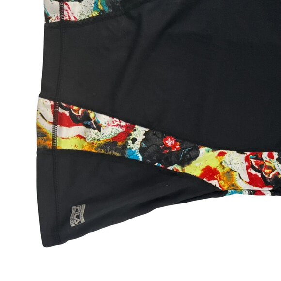Fila Sport Women's Medium Black Athletic T Shirt Mesh Panels Paint Splatter Prin - Picture 6 of 8
